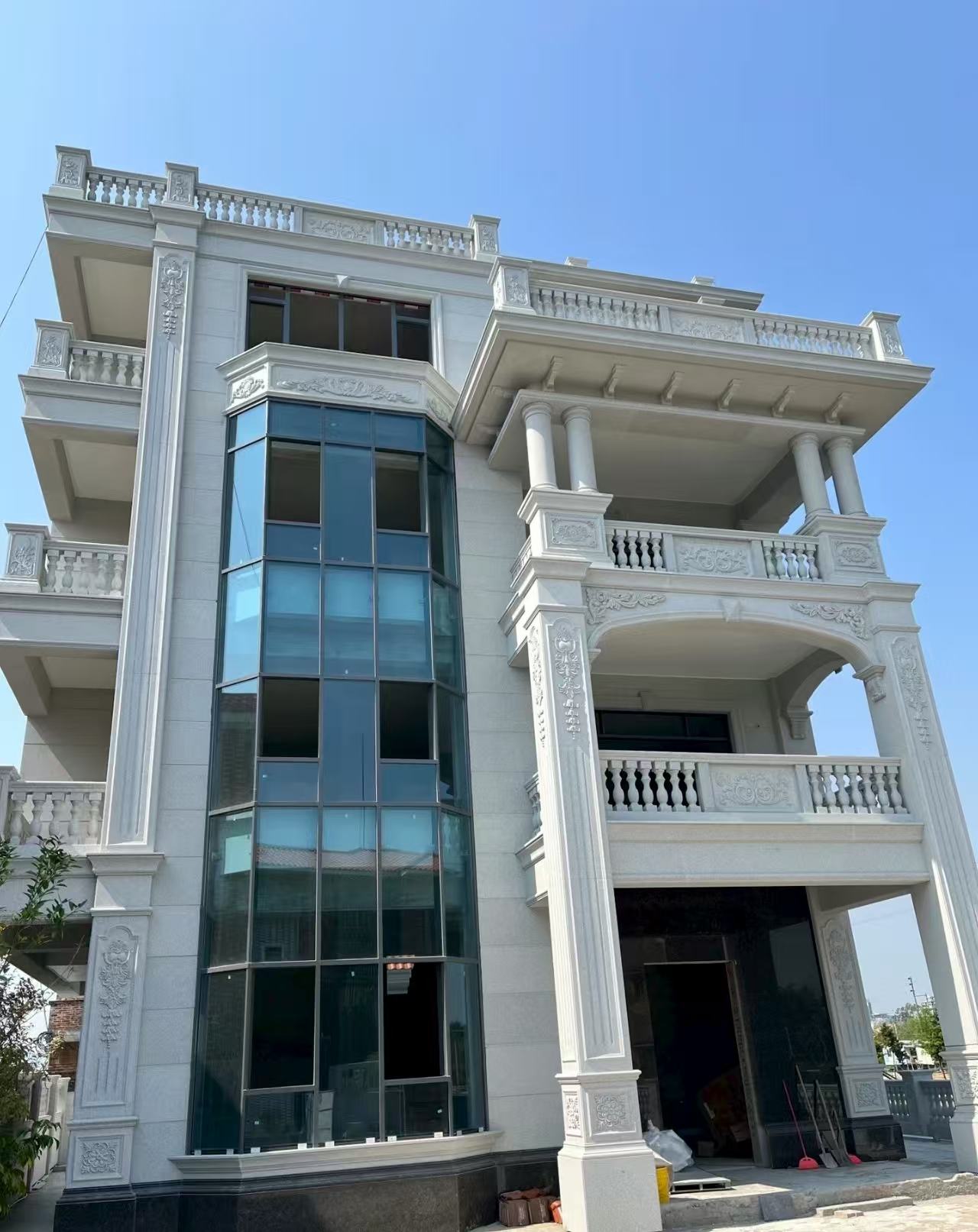 淮北 芝麻白花岗岩别墅外墙干挂效果展示